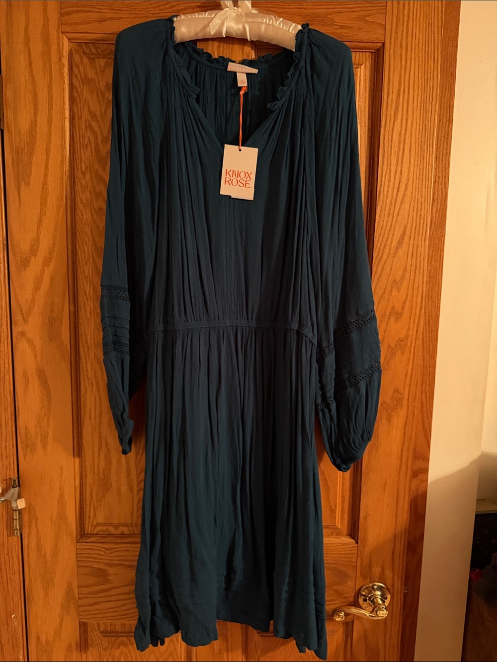 Women's Long Sleeve Lace Dress - Knox Rose Dark Teal Blue XXL - Picture 2 of 10